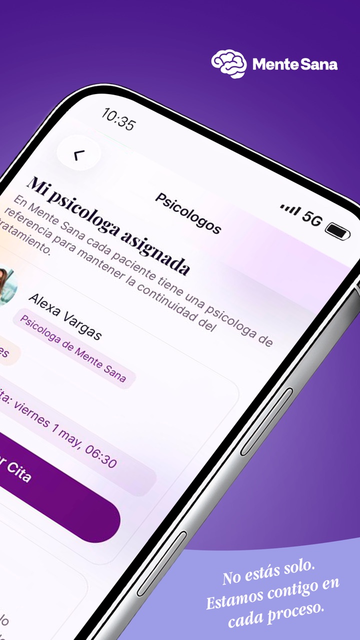 Mente Sana app — tu psicóloga asignada